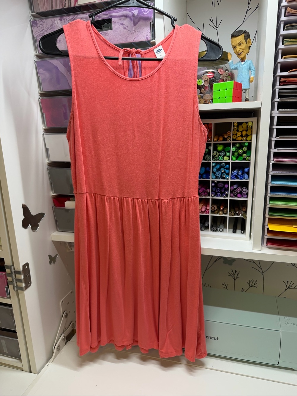 Old Navy Coral Sleeveless Tie-Back Mini Dress